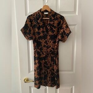 Frank and Oak - Leaf Camp Collar Dress in Brown - Size Small
